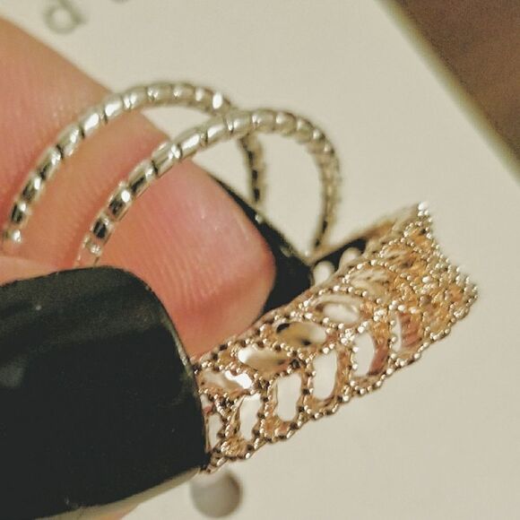 Silver and Rose Gold Ring Set - Picture 4 of 5